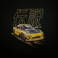 Černé tričko Mazda RX7 JDM