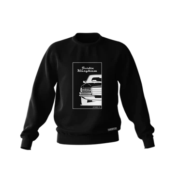 Black MERCEDES W126 Sweatshirt Driving a Classic