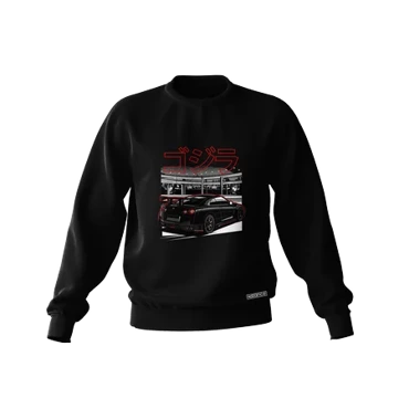 Black Nissan Skyline GT-R R35 Back Sweatshirt