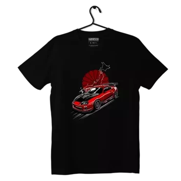 Black T-shirt T-shirt Toyota Supra mk4 Red Sun