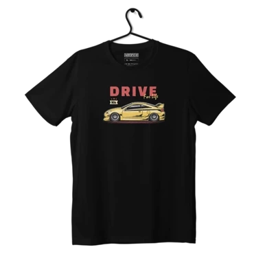 Black TOYOTA CELICA VII Drive for life T-shirt