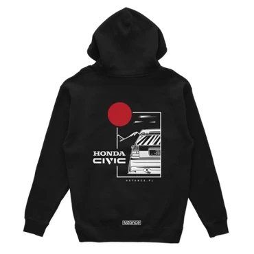 Black hooded sweatshirt HONDA CIVIC V JDM