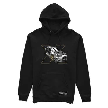 Black hooded sweatshirt Mitsubishi Lancer EVO X