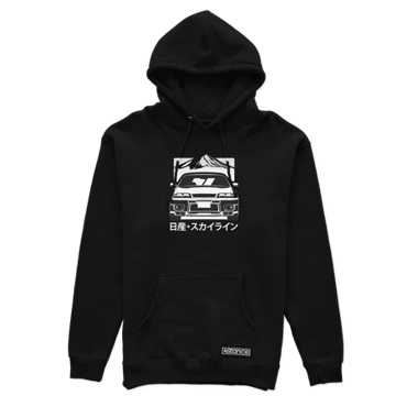 Black hooded sweatshirt NISSAN R33 JAPAN