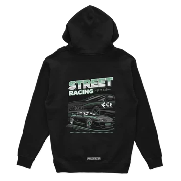 Black hooded sweatshirt TOYOTA SUPRA MK4 STREET