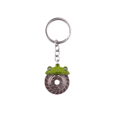 Brake disc keychain with caliper light green