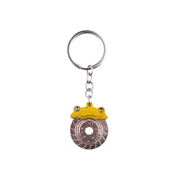 Brake disc keychain with caliper yellow