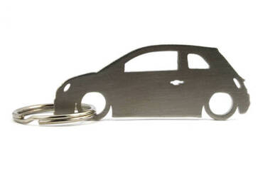 Fiat 500 3d stainless steel key ring