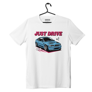 White BMW E46 Just Drive T-Shirt