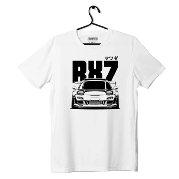 White MAZDA RX-7 BW T-shirt