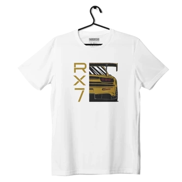 White MAZDA RX-7 RX7 YELLOW T-Shirt