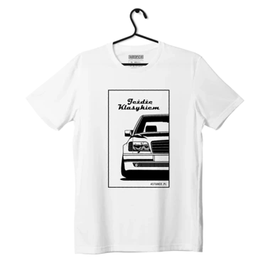 White MERCEDES W124 T-shirt I drive a classic