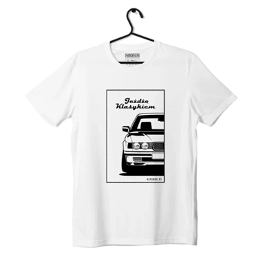 White T-shirt BMW E32 I drive a classic