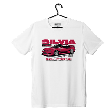 White T-shirt NISSAN SILVIA S14 WIDE BODY