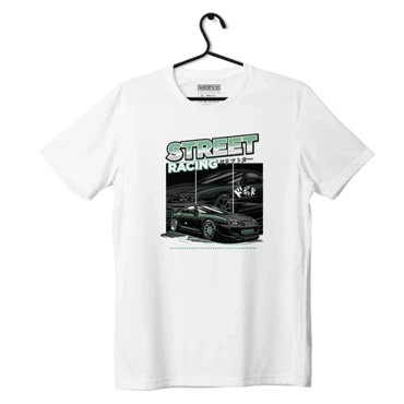 White TOYOTA SUPRA MK4 STREET RACING T-shirt