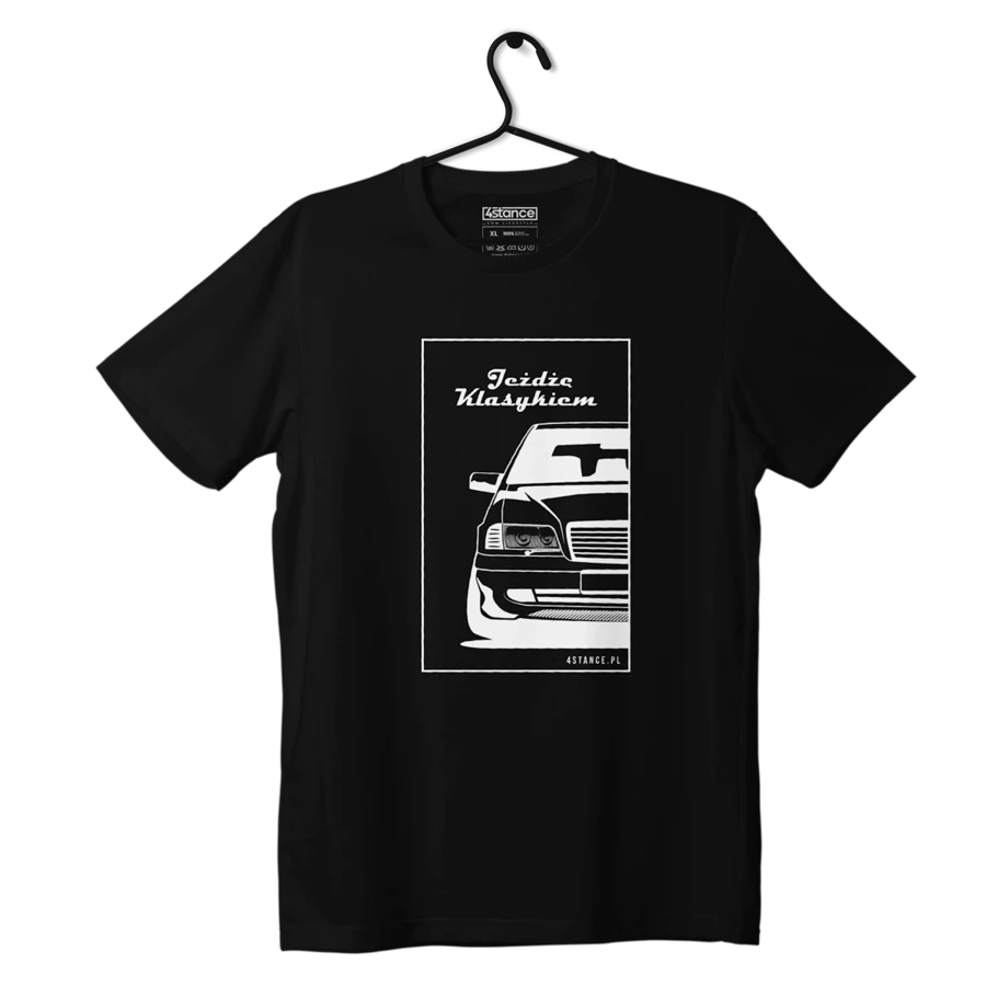 Black MERCEDES W202 T-shirt I drive a classic