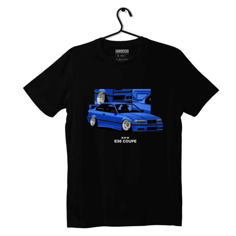 Black T-shirt T-shirt with blue BMW E36