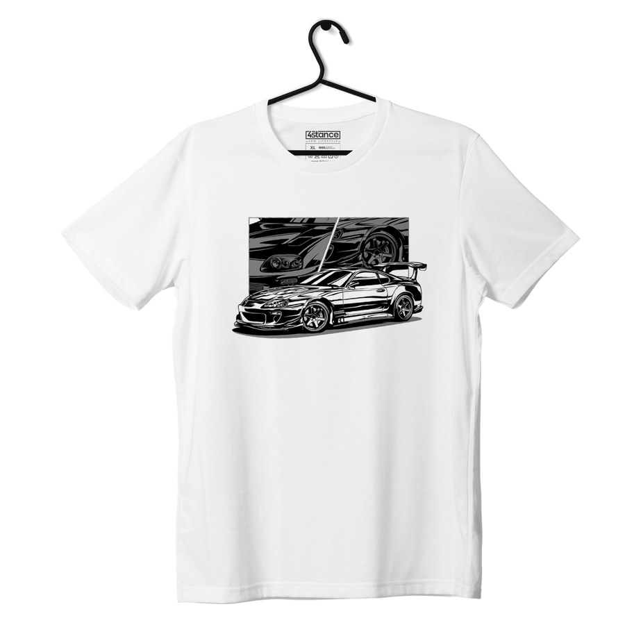 White T-shirt Toyota Supra mk4 B/W