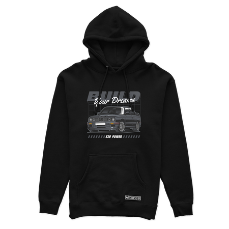 Schwarzer Hoodie BMW E30 Build your dreams