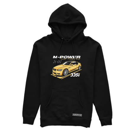 Schwarzer Hoodie BMW E90 M3 gelb