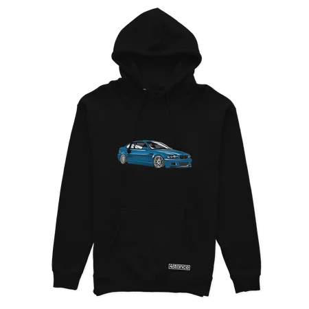 Schwarzer Kapuzenpullover blau BMW M3 E46