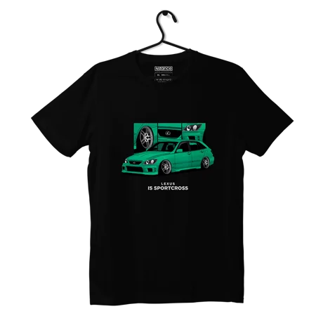 Schwarzes LEXUS IS Sportcross grünes T-Shirt