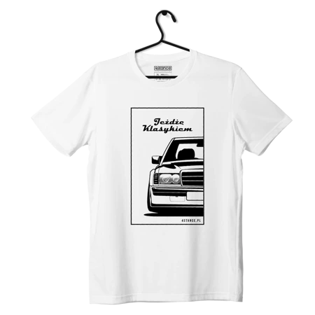 Schwarzes MERCEDES W201-T-Shirt Ich fahre einen Klassiker