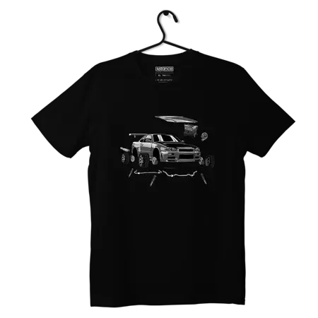 Schwarzes Nissan Skyline GT-R R34 Crank Out T-shirt