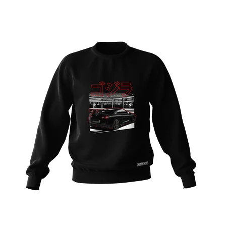 Schwarzes Nissan Skyline GT-R R35 Rücken Sweatshirt