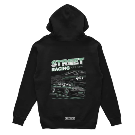 Schwarzes Sweatshirt mit Kapuze TOYOTA SUPRA MK4 STREET