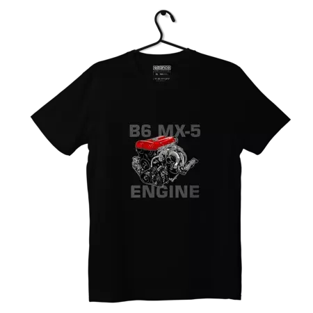 Schwarzes T-Shirt B6 MX5 Motor