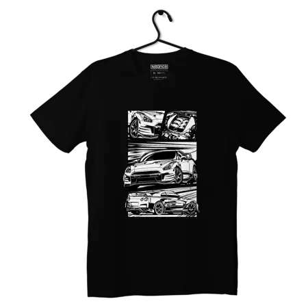 Schwarzes T-Shirt Nissan Skyline R35 JDM