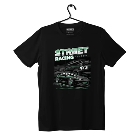 Schwarzes TOYOTA SUPRA MK4 STREET RACING T-shirt