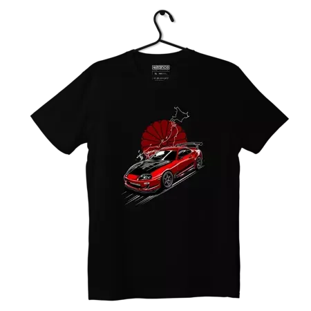 Schwarzes Toyota Supra mk4 Rotes Sonnen-T-Shirt