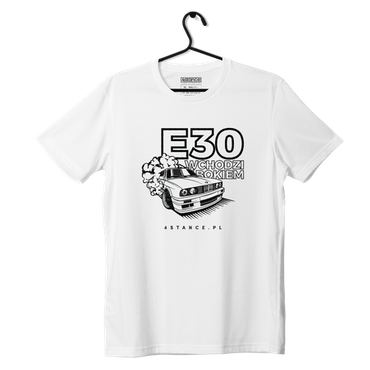 T-Shirt BMW E30 Seitlich Einsteigen Weiß