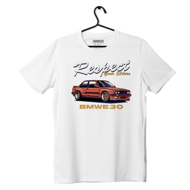 Weißes T-Shirt, BMW E30 Respect Hemd