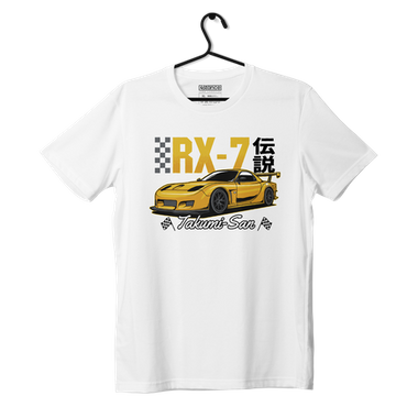 Weißes T-Shirt mit MAZDA RX-7 Aufdruck