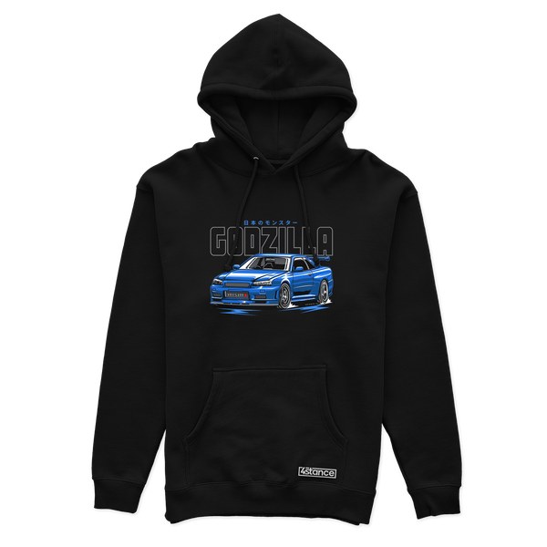 Schwarzer Kapuzenpullover NISSAN R34 GODZILLA