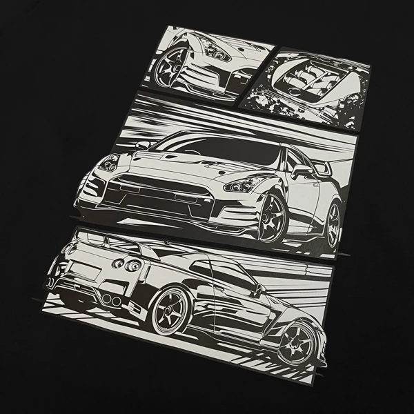 Schwarzer Nissan Skyline R35 JDM Kapuzenpullover