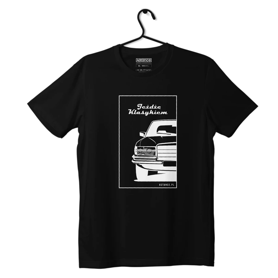 Schwarzes MERCEDES W123 T-shirt Ich fahre einen Klassiker