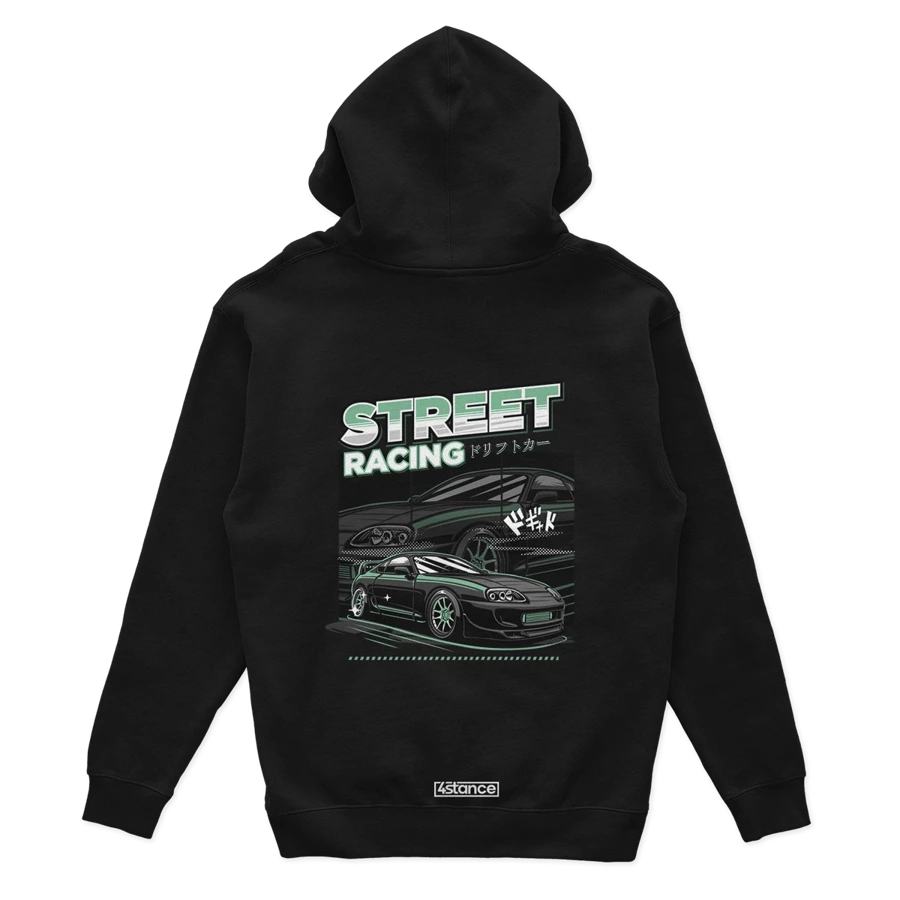 Schwarzes Sweatshirt mit Kapuze TOYOTA SUPRA MK4 STREET 