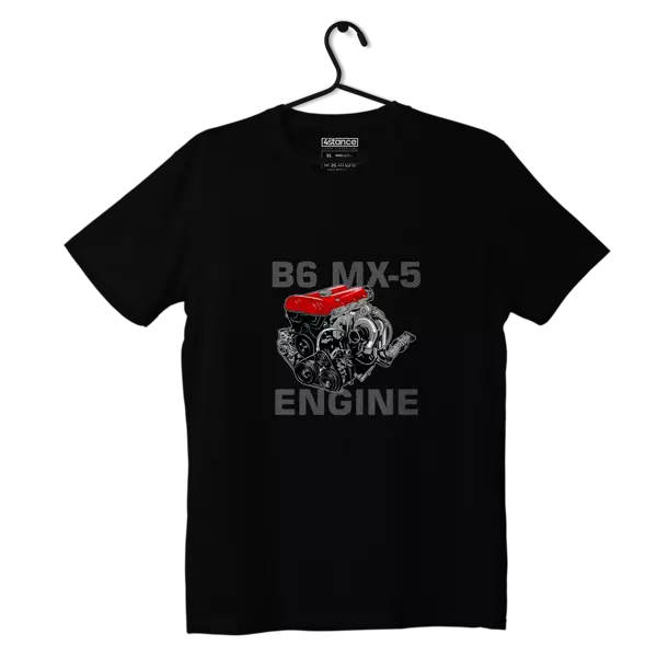 Schwarzes T-Shirt B6 MX5 Motor