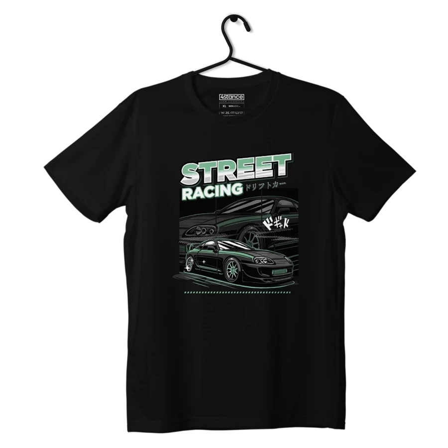 Schwarzes TOYOTA SUPRA MK4 STREET RACING T-shirt