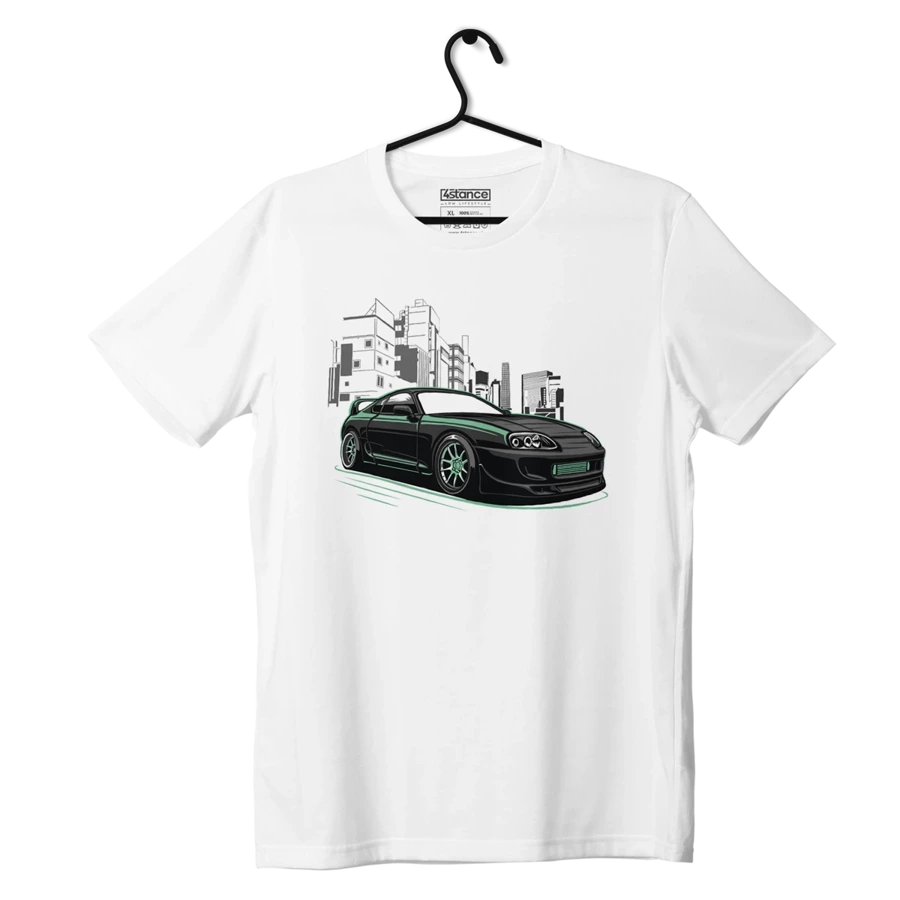 Weißes T-Shirt TOYOTA SUPRA MK4 NIGHT CITY