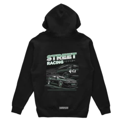 Schwarzes Sweatshirt mit Kapuze TOYOTA SUPRA MK4 STREET 