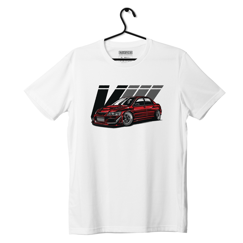 White T-shirt Mitsubishi Lancer EVO VIII