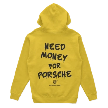 Žltá mikina s kapucňou Need Money for Porsche