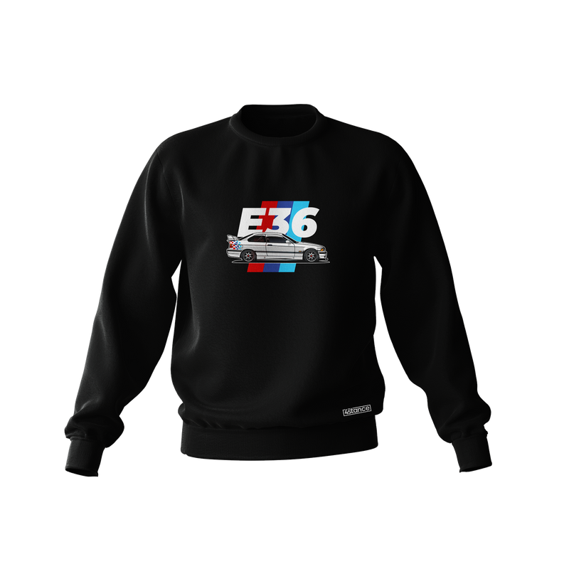 Black BMW E36 sweatshirt illustration
