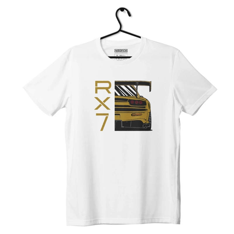 Weißes T-Shirt MAZDA RX-7 RX7 GELB