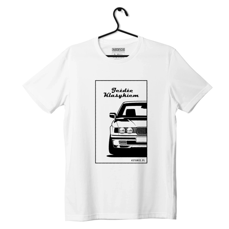 Biały T-shirt koszulka BMW E32 Jeżdżę klasykiem